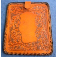 Handmade Leather I Pad Cover with Leaf Design .